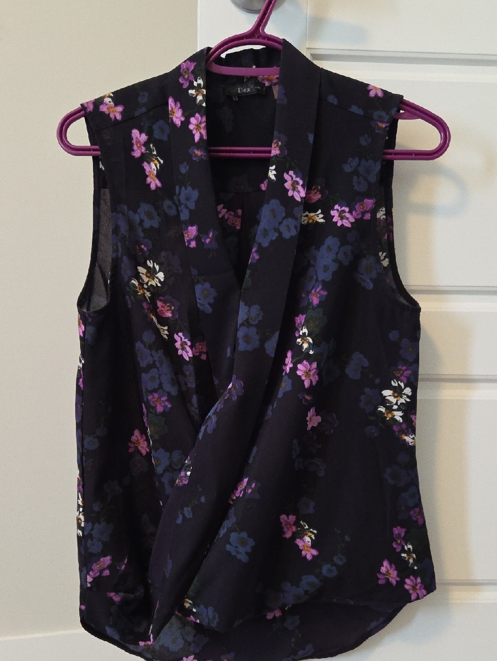 Dex Black Sleeveless Floral Wrap Camisole